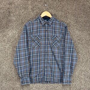 Kuhl Dillingr Flannel Shirt Mens L‎ Blue Plaid Long Sleeve Button Up Outdoor